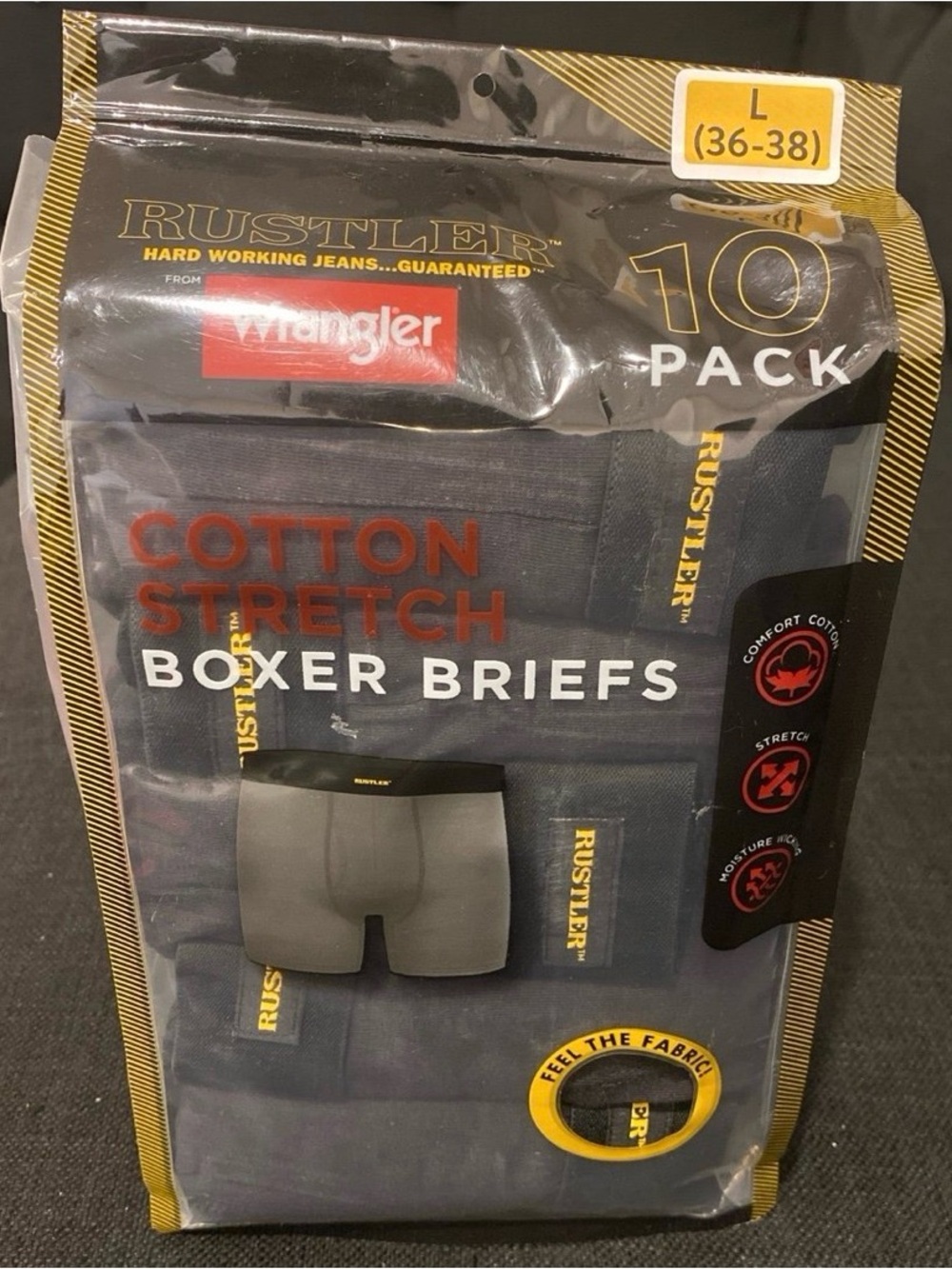 Rustler Men’s Boxer Briefs - Black & Charcoal (10-Pack)